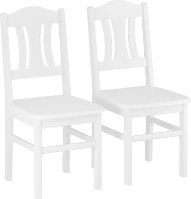 Produktbild von Küchenstuhl Massivholzstuhl weiß Esszimmerstuhl im Einzel- oder Doppelpack V-90.71-26W