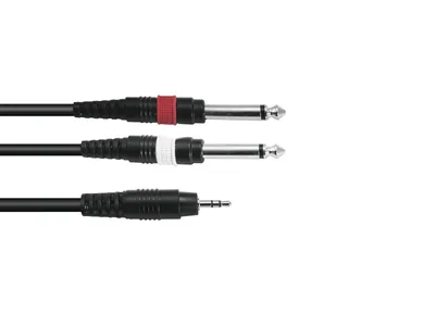 Productafbeelding van Kabel, verbindingskabel, kabel 3,5 mm jack > 2x 6,35 mm jack, AC-35, 6 meter