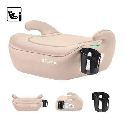Produktbild von Tulano Cabby 20 Sitzerhöhung Auto Kindersitz i-Size R129 125-150 cm Beige mit Getränkehalter Universal Montage 1,2 kg E