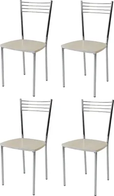 Immagine prodotto di t m c s Tommychairs - Set di 4 sedie moderne ELENA per cucina e sala da pranzo, struttura robusta in acciaio cromato, seduta in legno nel colore bianco anilina