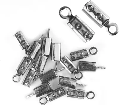 20 Endkappen Kordelenden Endstück Verbinder Abschluss 10x3x3mm Metall, Edelstahl
