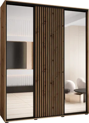 Produktbild von MEBLE KRYSPOL Sapporo 2 Schrank mit 3 Schiebetüren  - 205,2x190x45 cm - Artisan Artisan Schwarz
