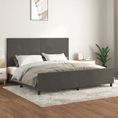 Produktbild von Bettgestell mit Kopfteil Dunkelgrau 200x200 cm Samt