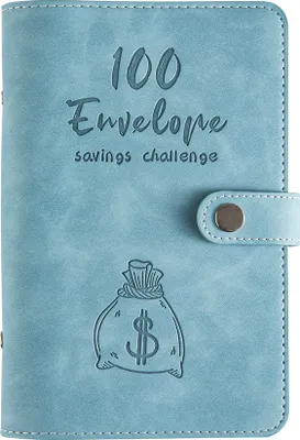Obrázok produktu pre 100 Envelopes Money Saving Challenge Budget BinderPolyuretánLeather Cover with Cash Envelope PVC Pocket Zipper/Budget Cards /Lable Stickers Used as Money Organizer System Saving Planner Birthday Gift for Friends Colleagues Office Home School