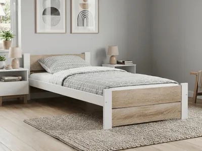 Produktbild von Doppelbett IKAROS 80x200, weiß/sonoma Eiche, Lattenrost, ohne Matratze