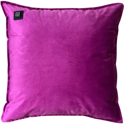 Immagine prodotto di Warmpi® Cuscino termico a infrarossi con power bank da 10.000 mAh - Velluto viola - 45x45 cm - Senza fili e utilizzabile con cavo integrato da 2,5 m