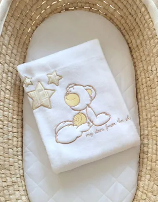 Produktbild von Fleecedecke für Babys - Carlo - Teddybär mit Sternen, weiß