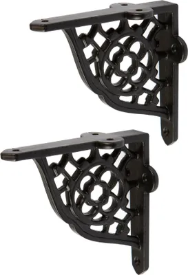 Produktbild von 2x Boneycomb Eisen Regal-Halterung Antike Wandhalterungen D102mm Schwarz