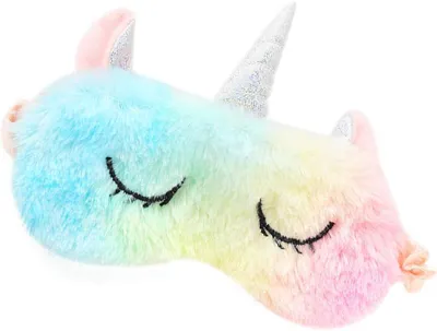 Imagen del producto de Mascarilla para dormir con forma de unicornio, para niños y adultos, antifaz, ayuda para dormir