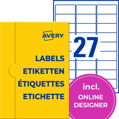 Produktbild von AVERY Zweckform P4784-50 Namensetiketten (1.350 Namensaufkleber, 63,5x29,6mm auf