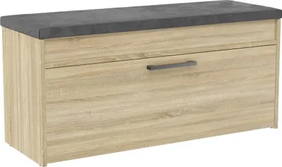 Produktbild von Schuhschrank mit Sitzfläche und Stauraum – Modell Parma | Sonoma-Eiche | 100x35x49 cm
