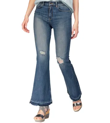 Produktbild von LTB Jeans Hose schlichte Damen Schlag-Hose im Used-Look Kurzgröße Blau, Größe:W28/L31