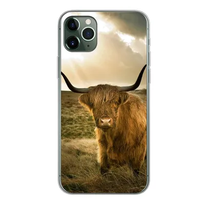 Produktbild von MuchoWow® Handyhülle Schutzhülle Hülle für iPhone 11 Pro Max Schottischer Hochländer - Sonne - Tiere Silikon Softcase Handy Hülle - Schutz