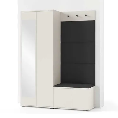 Produktbild von Garderoben-Set Napoli Version 3: Kleiderschrank mit Polsterpaneelen, Schuhschrank Flur und Eingangsbereich (Cashmere/Trinity 16)