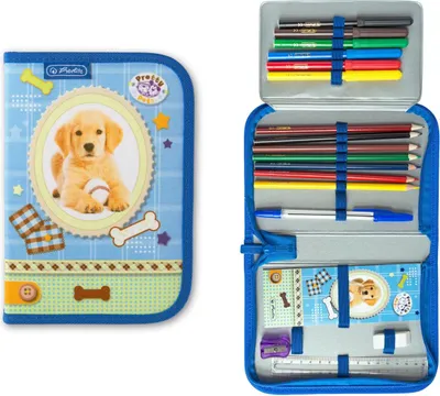 Produktbild von Herlitz Federtasche "Pretty Pets"  / Federmappe / Schüleretui / 19teilig / Hund