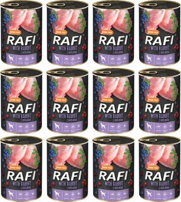 Produktbild von Dolina Noteci RAFI Kaninchen  Blaubeere  Cranberry - Nasses Hundefutter 400 g