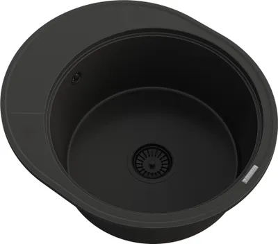 Produktbild von Granitan | Granitspüle - Rund - Schwarz - Einbau mit Abtropffläche - Hochwertig und platzsparend