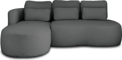 Produktbild von Lisa Design Mahina - 4-Sitzer Ecksofa links - Schlaffunktion und Bettkasten - aus Bouclé-Stoff , Dunkelgrau