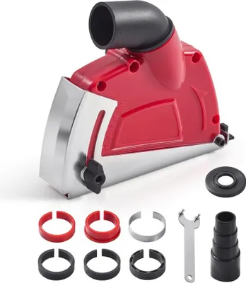 Immagine prodotto di Cuffia di aspirazione per smerigliatrice angolare - Compatibile con 100-125 mm - 6 dischi di serraggio - Colore rosso