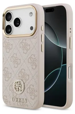 Produktbild von Guess 4G Strass Logo Magsafe Fall für Iphone 17 Pro - Różowe