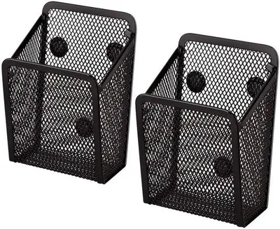 Produktbild von Magnetstifthalter, Magnetstifthalter, Netzspeicherkörbe, Gaze-Organizer, Stifthalter, Metallgitter-Desk-Organizer, Whiteboard, Kühlschrank, 2 Stück