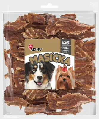 Produktbild von Akinu Masíčka pamlsek pro psy hovězí stripsy 300 g