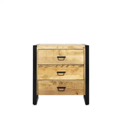 Produktbild von Kommode Britt aus Mangoholz mit 3 Schubladen 80cm - Hellbraun