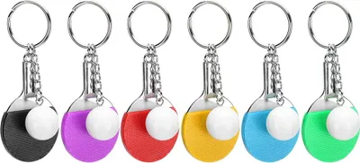 Obrázok produktu pre Prívesok na kľúče, raketa na stolný tenis, 6-dielna, mini, kovová, na kľúče, taška, darček