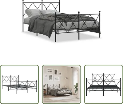 Produktbild von The Living Store Bettgestell mit Kopf- und Fußteil Metall Schwarz 120x200 cm