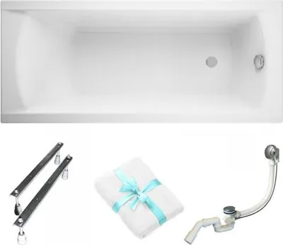 Produktbild von Cersanit | Badewanne - Wanne Rechteckig Korat - 160 x 70 Cm - Acryl - Mit Syphon Und Füßen - Weiß