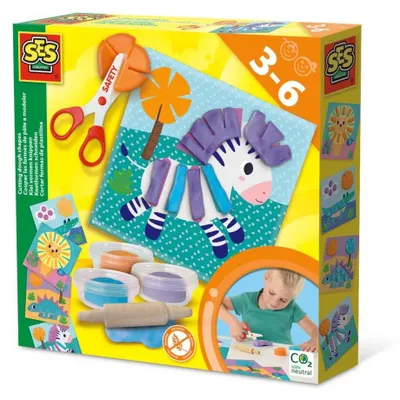 Produktbild von SES Creative 14640 Knetformen Schneiden Set, Sicher für Kinder, Knetmasse-Spielset, Mehrfarbig, Kind, 9 Stück(e), Junge/Mädchen, 3 Farben
