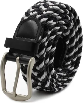 Produktbild von Glamexx24 Uni Elastischer Ledergürtel Geflochtener Stretchgürtel Dehnbarer Leder Gürtel für Damen und Herren 90 bis 145 cm-Farbe: Weiß blau grau -Größe: 105 cm