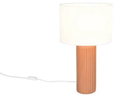 Image de Lampe de table, céramique moka, textile beige, H 51 cm