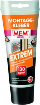 A tube of MEM Montage-Kleber Extrem adhesive.
