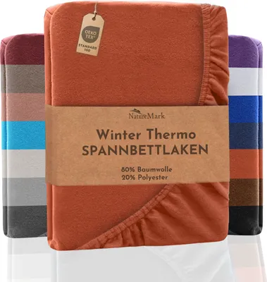 Produktbild von NatureMark Winter Thermo Fleece Spannbettlaken, Spannbetttuch in vielen Farben und Größen Bettlaken | 140 x 200 cm bis 160 x 200 cm - Terrakotta