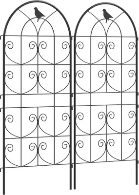 Produktbild von Rankgitter 50x120 cm Schwarz Metall 2er Set Rostfrei Rankhilfe Kletterpflanzen Vogeldesign