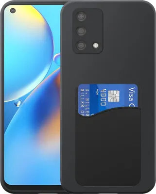 Produktbild von Geeignet für Oppo A74 4G Phone Case mit Silikon-Kartenhalter - Flexible Back Cover Case Silikon TPU mit Silikon Cardslot - Schwarz - Smartphonics