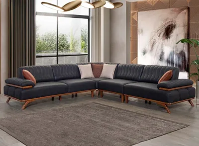 Produktbild von Schwarzes Ecksofa Designer L-Form s Sofa Wohnzimmer Sitzmöbel