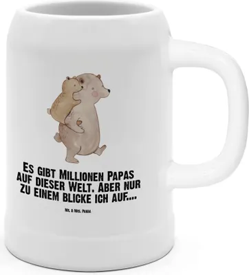Produktbild von Mr. & Mrs. Panda Bierkrug Papa Bär - Weiß - Geschenk, Bier Seidel, Vatertag, Bruder, Tonkrug, Humpen, Geburtstag, Steinkrug, Vater, Krug