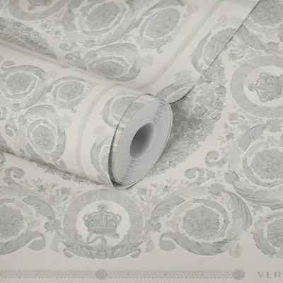 Zdjęcie produktu dla Szara, srebrna tapeta z włókniny VERSACE (1028875)