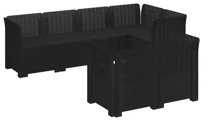 Image de vidaXL : Canapé de jardin pour 7 personnes, imitation rotin, plastique PP, couleur anthracite