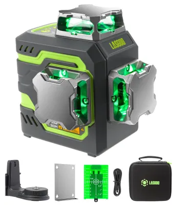 Grüner 3x360° Kreuzlinienlaser, selbstnivellierend, 5200mAh Akku