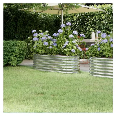 Produktbild von Hochbeet aus pulverbeschichtetem Stahl, rostbeständig, Pflanzkasten für Garten, Balkon, Terrasse, Silber, 114 x 40 x 36 cm