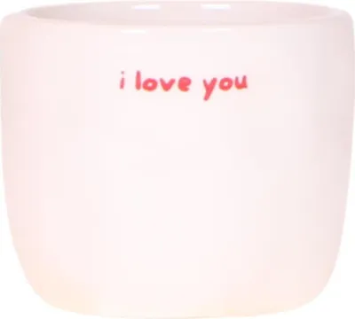 Produktbild von Ziertopf I Love You - Ø6cm - Weißer Keramiktopf mit rotem Schriftzug