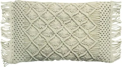 Produktbild von Makramee Dekokissen 40x60cm mit Fransen, abnehmbarem Bezug und Füllung