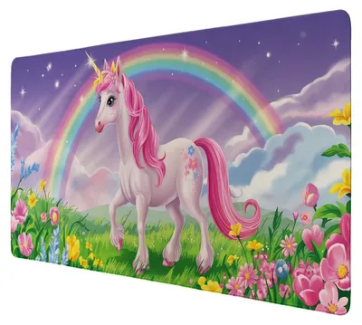 Produktbild von Einhorn in Fantasielandschaft Schreibtischunterlage 89x40cm XXL Mauspad für