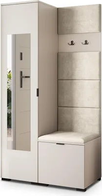 Produktbild von Masseno Garderobe-Set VIRA 95/181/51 cm Modern Garderobenschrank Kaschmir, Veloursstoff MONOLITH 04 (Beige)