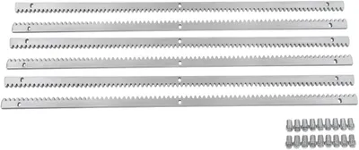 Immagine prodotto di Set da 6 cremagliere per cancelli scorrevoli - cremagliere in acciaio pesante - segmenti da 1 m - portata 2000 kg - per motorizzazione di cancelli scorrevoli/porte da garage - argento