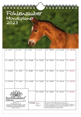 Produktbild von Fohlenzauber Planer DIN A4 Kalender für 2027 Pferde und Fohlen - Seelenzauber