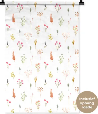 Produktbild von MuchoWow® Wandteppich Wandbehang Blumen - Pastell - Muster 60x90 cm Tapisserie Dekoration Wandtuch - Foto-Teppich - Abwaschbar